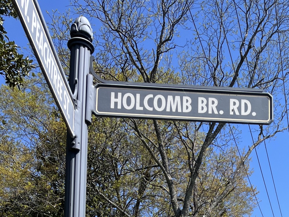 Holcomb Bridge Road street sign in Norcross